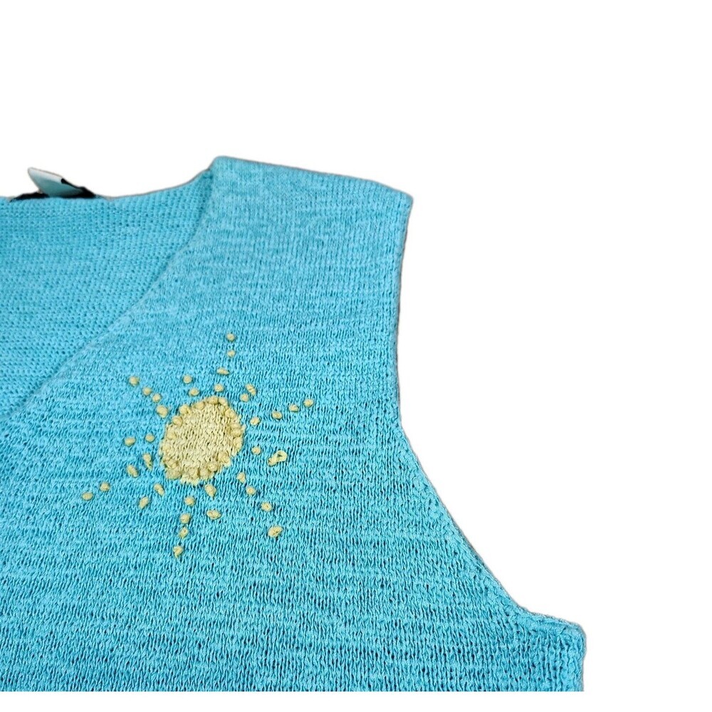 Vintage 90s Flamingo Palm Tree Knit Sweater Vest Womens Size M Tropical Beach - Picture 4 of 9